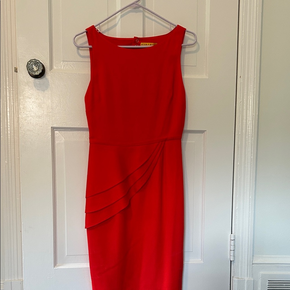 Alice + Olivia Vibrant Red Midi Dress